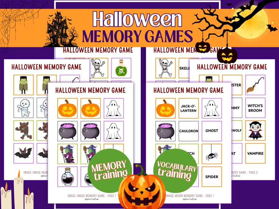 Memory di Halloween in INGLESE: Immagini e Vocabolario | Scuola Infanzia e Primaria (PDF A4) - English vocabulary - Trick or Treat!