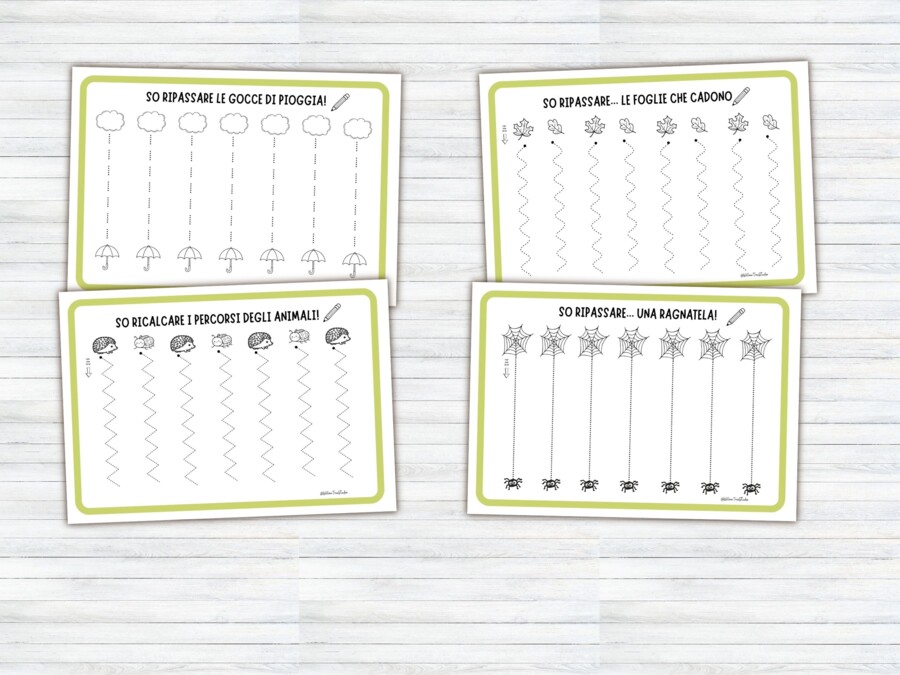 60 Schede di Pregrafismo e Tratteggio per Scuola Infanzia e Prima Elementare | Attività di Motricità Fine, Controllo della Matita e Disegni da Colorare | Prerequisiti Scrittura (PDF Stampabile No Prep)