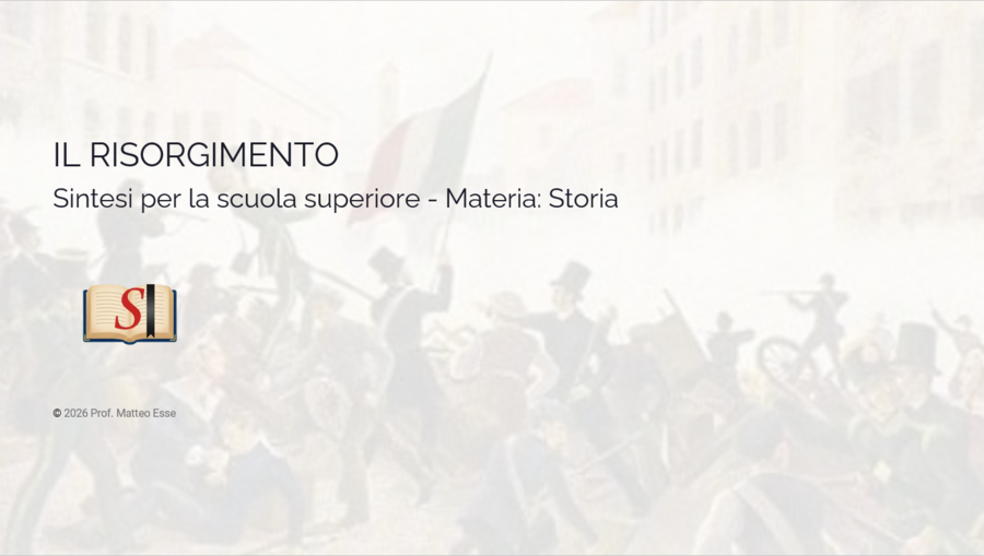 IL RISORGIMENTO: Il Risveglio Economico e i Progetti Politici (19 Slide + Verifica)