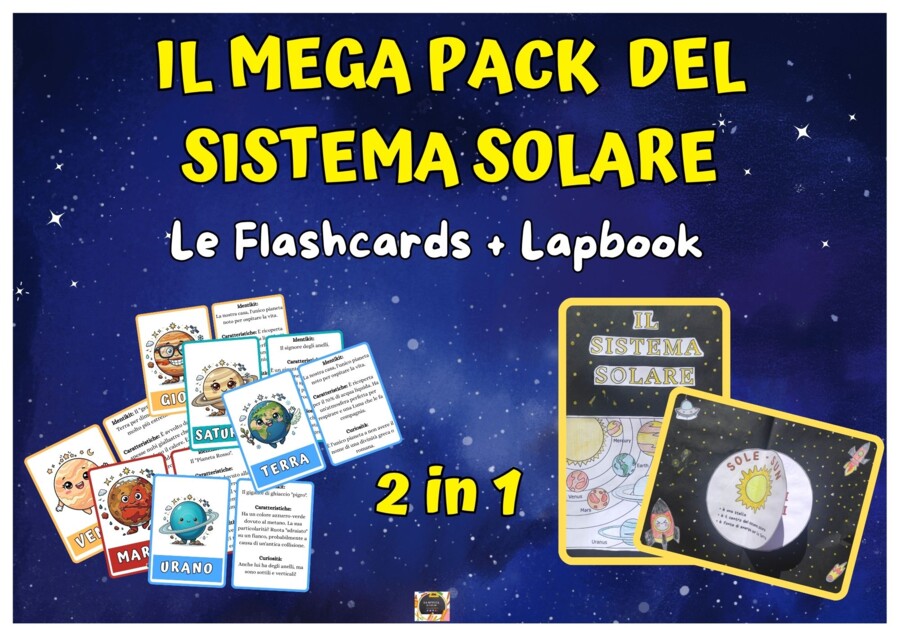 🚀 MEGA PACK SISTEMA SOLARE: Lapbook Interattivo + Flashcards Didattiche (2 in 1)