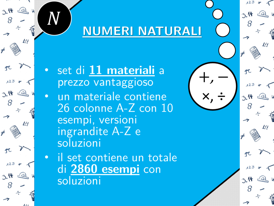 Numeri naturali | matematica | pacchetto promozionale