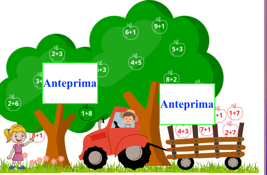 Caccia alle mele-attività interattiva per le addizioni
