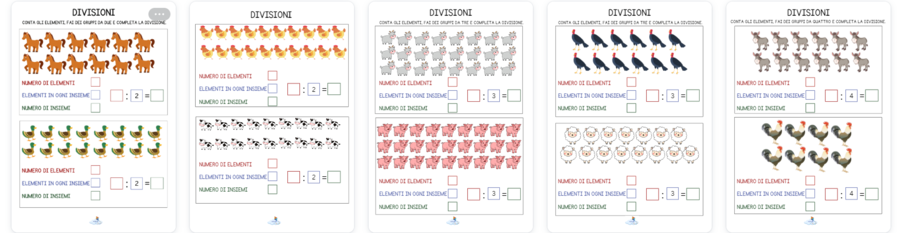 DIVISIONI ILLUSTRATE TEMA ANIMALI DELLA FATTORIA