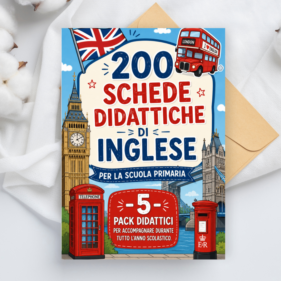 Schede didattiche di inglese per le classi 1-2-3-4-5 (pacchetto completo)