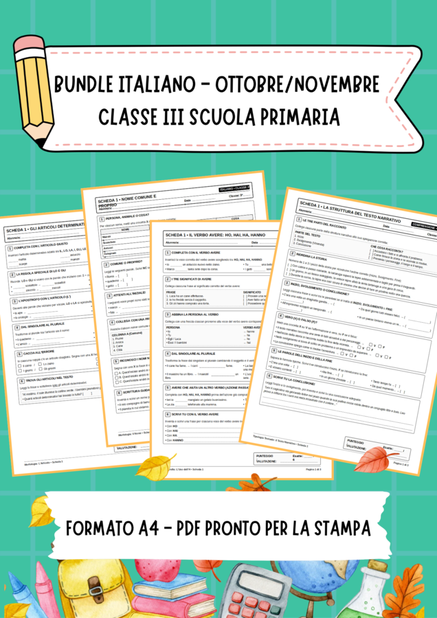 BUNDLE DI  ITALIANO -  CLASSE 3ª SCUOLA PRIMARIA - OTTOBRE/NOVEMBRE