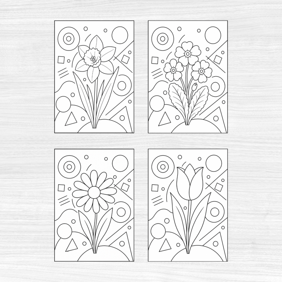 Fiori in stile Kandiskij - schede didattiche di arte a tema primavera