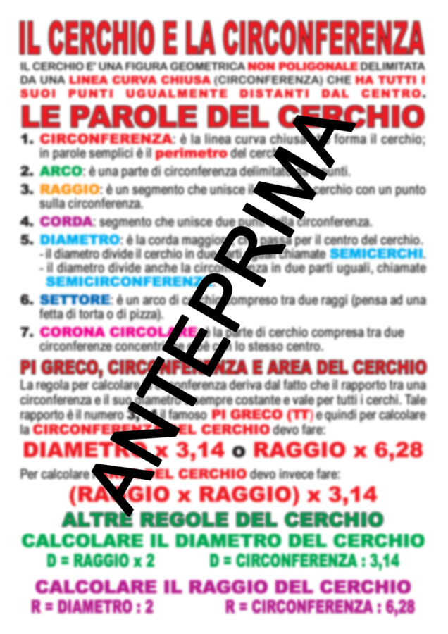 CERCHIO E CIRCONFERENZA CON FORMULE