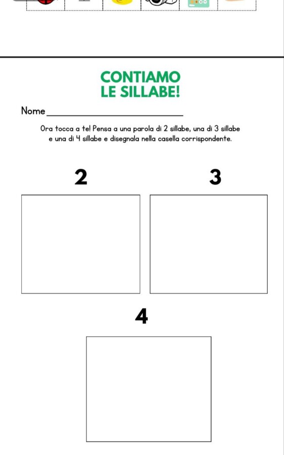 Divisione in sillabe - ritaglia, incolla, disegna e colora!