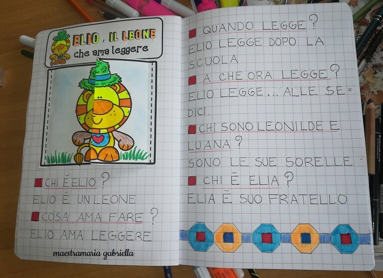 Elio il leone che ama leggere ;prime letture e comprensioni