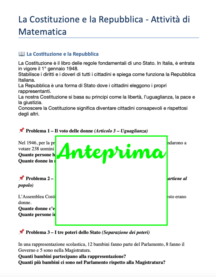 La Costituzione a misura di problema; matematica civica-per il 2 giugno e non solo...