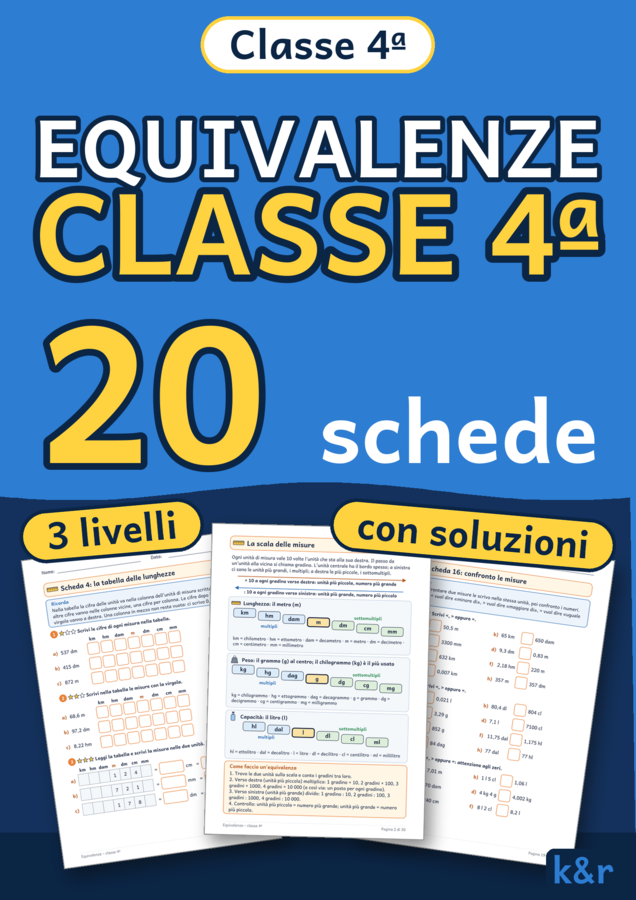 Equivalenze classe quarta: lunghezza, peso e capacità