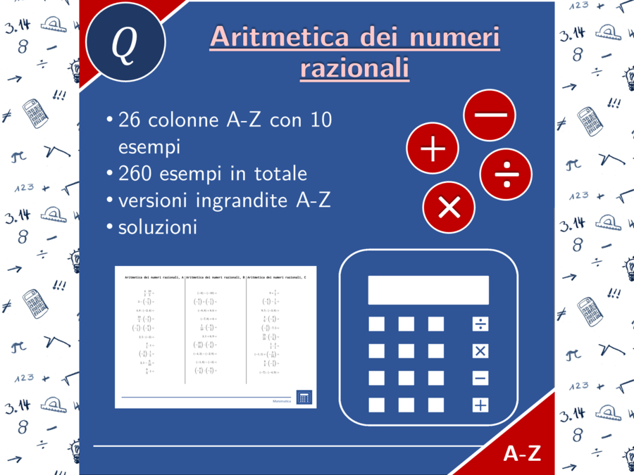 Aritmetica dei numeri razionali | matematica | 26 colonne
