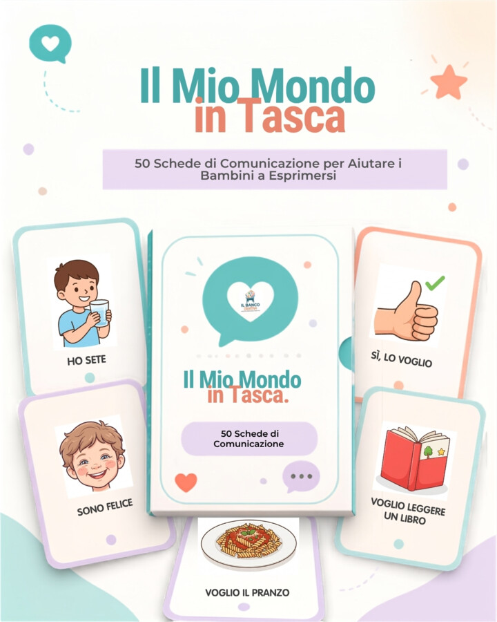 Schede Visive CAA in Italiano per Bambini | 50 Flashcard di Comunicazione, Emozioni e Routine | Kit Digitale Stampabile