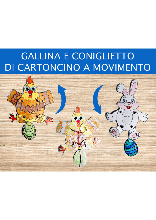 🐰Coniglietto e Gallina a Movimento – Un Lavoretto di Pasqua che Prende Vita
