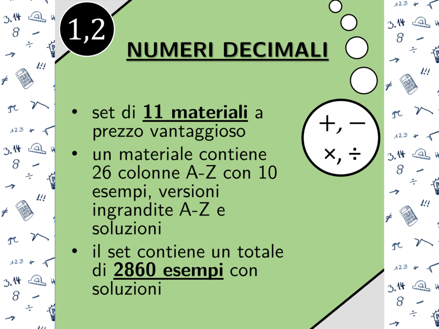 Numeri decimali | matematica | pacchetto promozionale