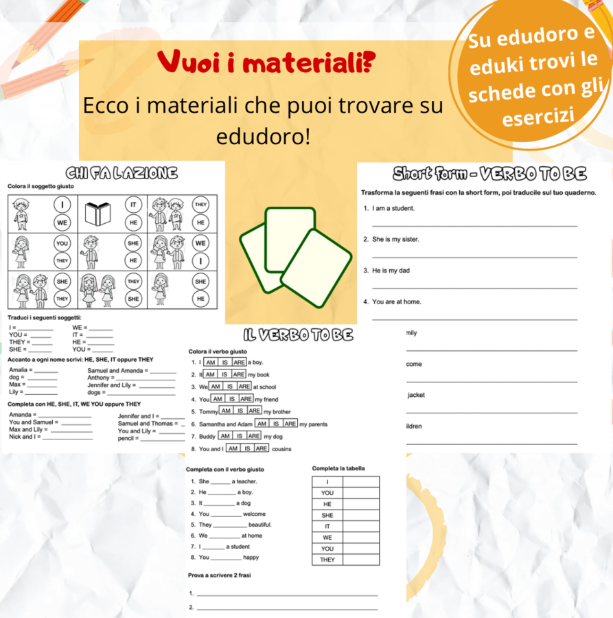 Verbo TO BE - pronomi personali - inglese classe terza