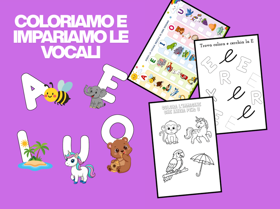 Coloriamo e Impariamo le Vocali – 22 Schede Didattiche per la Scuola Primaria