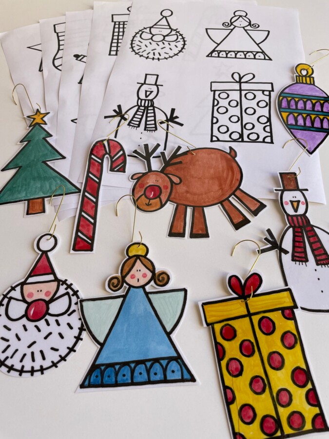 20 DECORAZIONI NATALIZIE PER L'ALBERO DI NATALE (DA COLORARE)