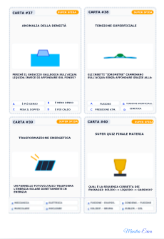 40 CARTE SFIDA DI SCIENZE: MATERIALI, MATERIA, ARIA, ACQUA ED ENERGIA | QUIZ A SCELTA MULTIPLA  (CLASSI 3ª, 4ª, 5ª) + GRIGLIA SOLUZIONI
