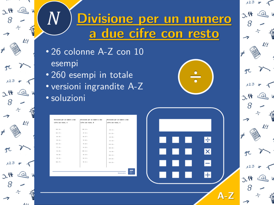Divisione per un numero a due cifre con resto | matematica | 26 colonne