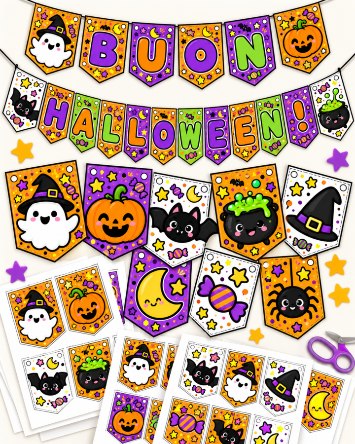 Festone Halloween Scuola Primaria – BUON HALLOWEEN! – Bandierine Decorative da Stampare
