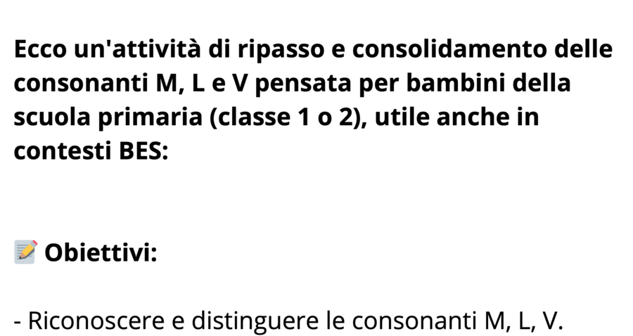 CONSONANTI RIPASSO: L-M-P-V E COMPITI