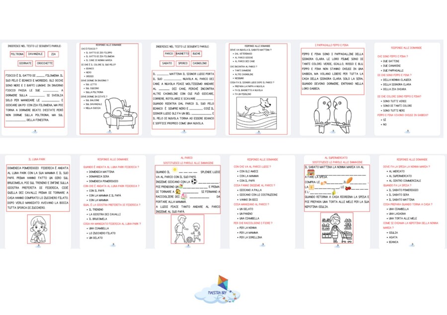 LETTURE IN STAMPATO MAIUSCOLO CON DOMANDE DI COMPRENSIONE