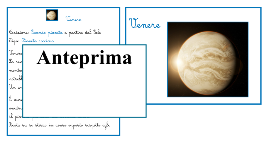 Nomenclatura scientifica Montessori: Carte del Sistema Solare