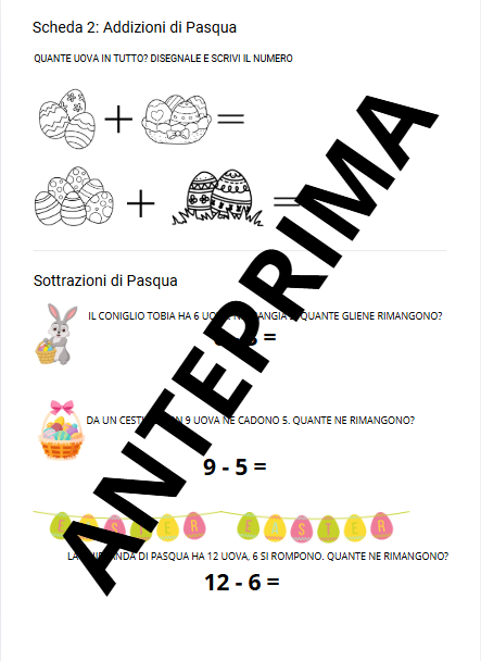 MATEMATICA A PASQUA / CLASSE PRIMA