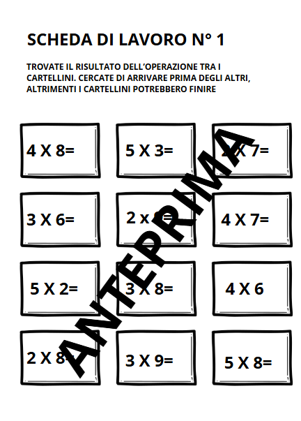 TABELLINE IN GIOCO