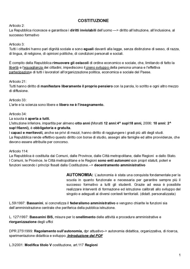 riassunti per prova d’accesso al tfa/concorso