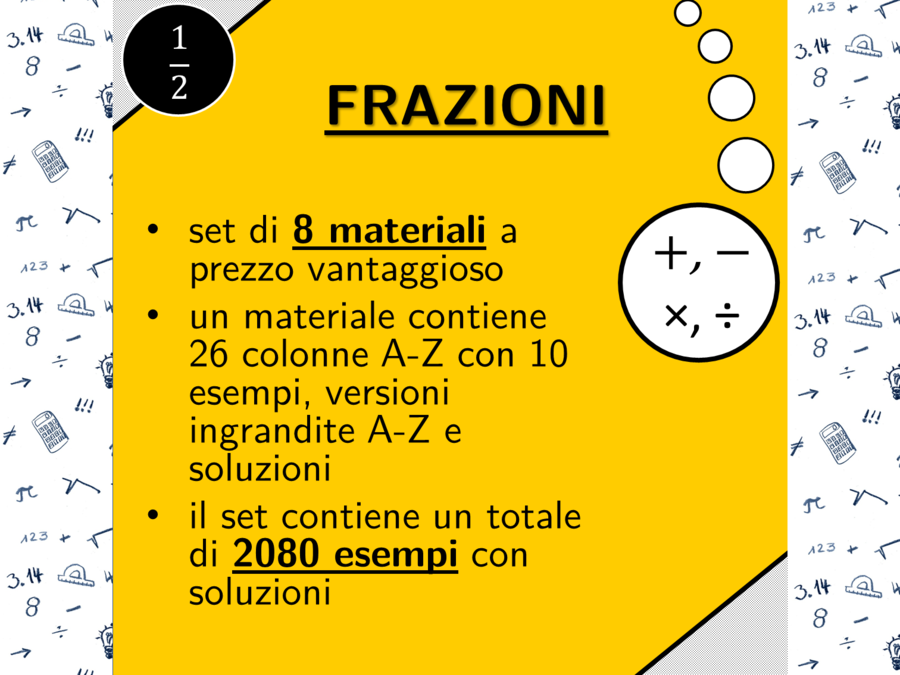 Frazioni | matematica | pacchetto promozionale