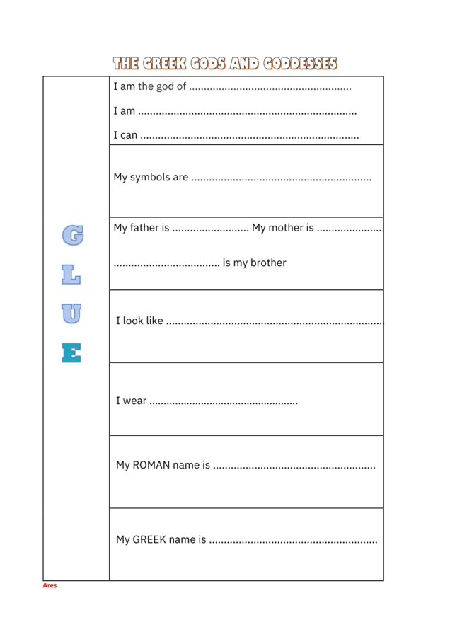 CLIL activity: Greek gods and goddesses - Flap books + flashcards