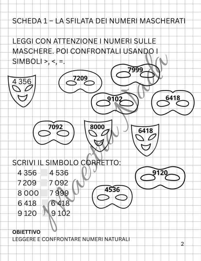 Carnevale matematico classe quarta scuola primaria