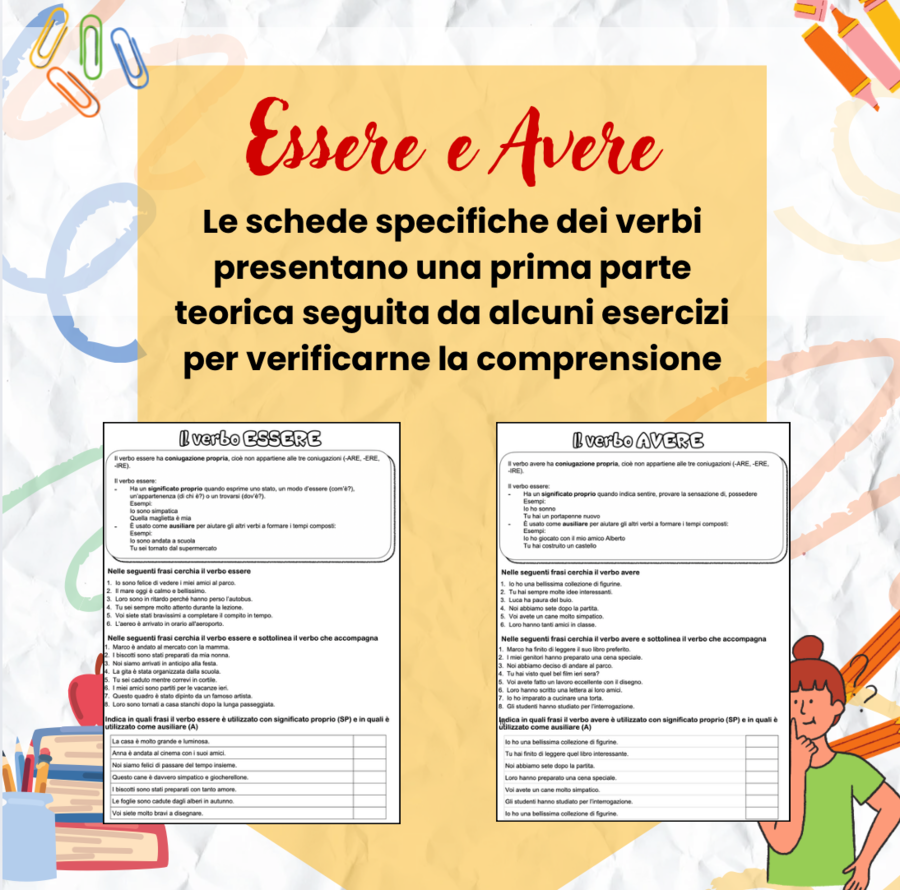 Essere e avere - schemi ed esercizi per la classe terza
