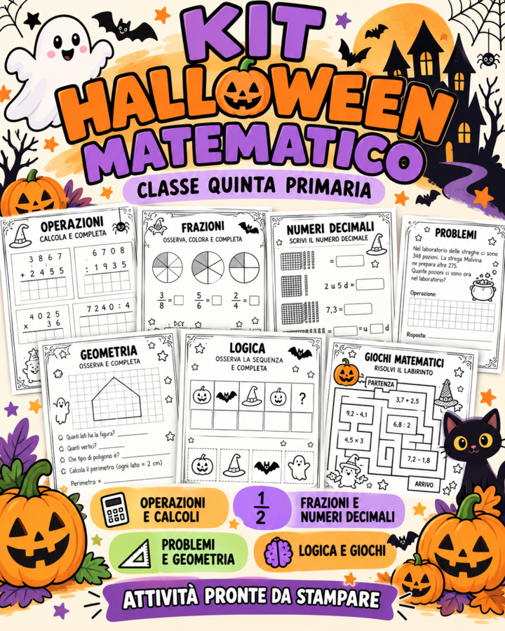 🎃 KIT HALLOWEEN MATEMATICO – CLASSE QUINTA PRIMARIA