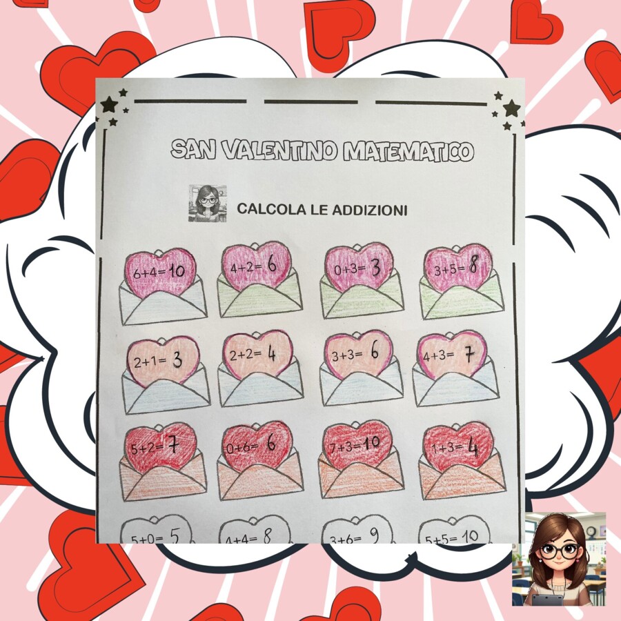 San Valentino matematico: addizioni classe prima