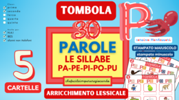 SILLABE PA PE PI PO PU – TOMBOLA PAROLE – CLASSI PRIMA E SECONDA – ANCHE PER NAI E BES