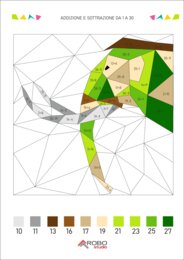 Colorazione matematica, addizione e sottrazione da 1 a 30, giornata dei dinosauri, preistoria, matematica e arte, calcola e colora