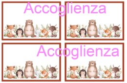 Accoglienza con gli animali del bosco: segnaposto a colori