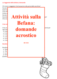 La Befana e l'Epifania; un viaggio per il mondo tra tradizione e leggenda-classi III/V