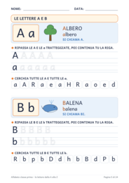 Alfabeto classe prima: le lettere dalla A alla Z in stampato maiuscolo e minuscolo – quaderno