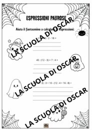 Le Espressioni di Halloween – Schede di Matematica per la Classe 5ª da risolvere, colorare, cerca l'errore -