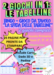 2 GIOCHI SULLE TABELLINE - Bingo + Gioco da tavolo "La sfida delle tabelline" -  Pack stampabile PDF