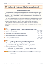 Novembre classe terza: schede di italiano e matematica