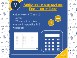 Addizione e sottrazione fino a un milione | matematica | 26 colonne