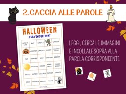 Caccia al Tesoro di Halloween in INGLESE: Movimento, Lessico e Lettura | Scuola Infanzia e Primaria (PDF A4)  - Scavenger Hunt - English vocabulary - gioco  pronto da stampare