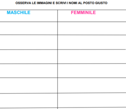 Nomi maschili e femminili 1