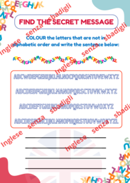 Back to school - Colour the letters that are not in alphabetic order and write the message