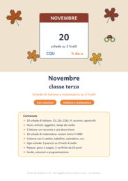 Novembre classe terza: schede di italiano e matematica